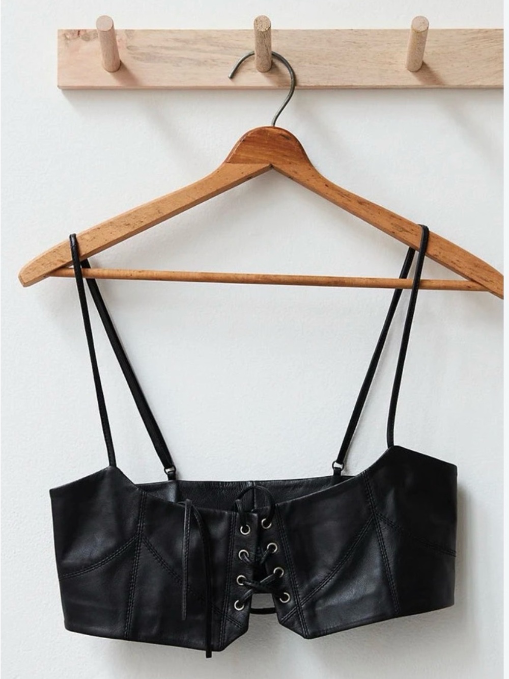 Free People x Hastings Leather Corset Belt Top (Black)